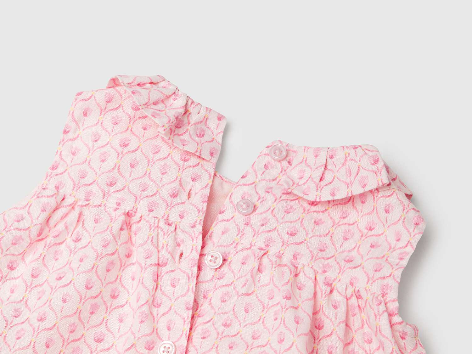 Benetton Bebek Toz Pembe Tamamı Desenli Yüksek Robalı Külot Takımlı Elbise
