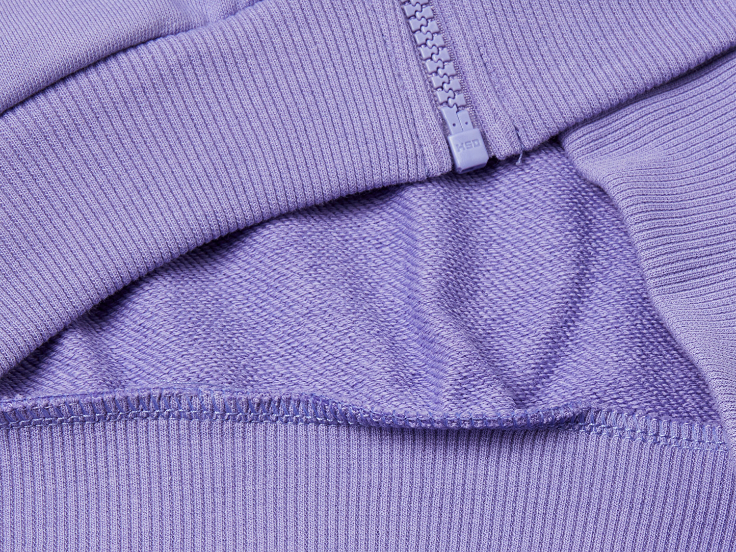 Benetton Kız Çocuk Mor Kontrastlı Logo Etiketli Kapüşonlu Fermuarlı Oversize Sweatshirt