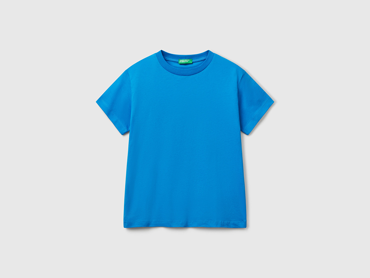 Benetton Erkek Çocuk Saks Mavi Slogan Baskılı T-Shirt