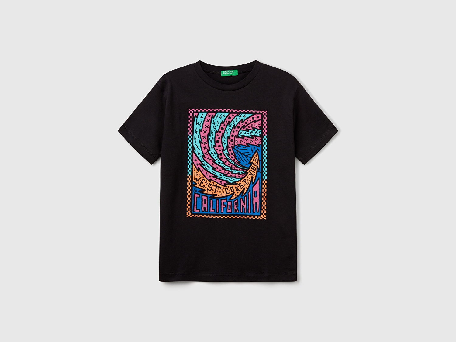 Benetton Erkek Çocuk Siyah Slogan Baskılı T-Shirt