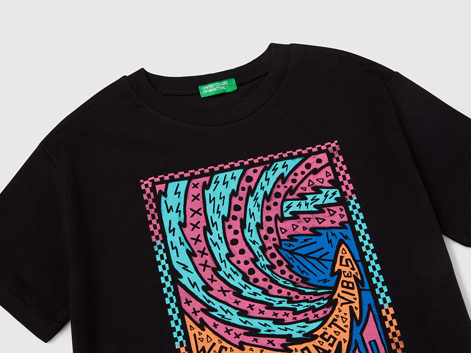 Benetton Erkek Çocuk Siyah Slogan Baskılı T-Shirt