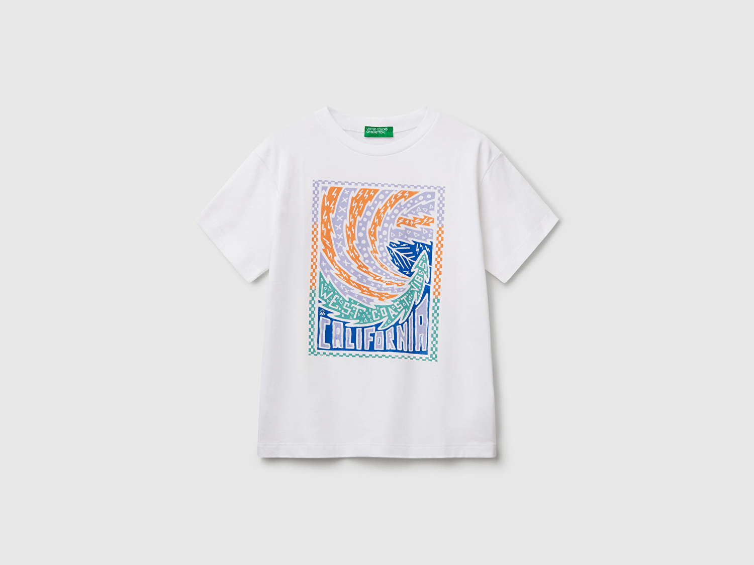 Benetton Erkek Çocuk Beyaz Slogan Baskılı T-Shirt