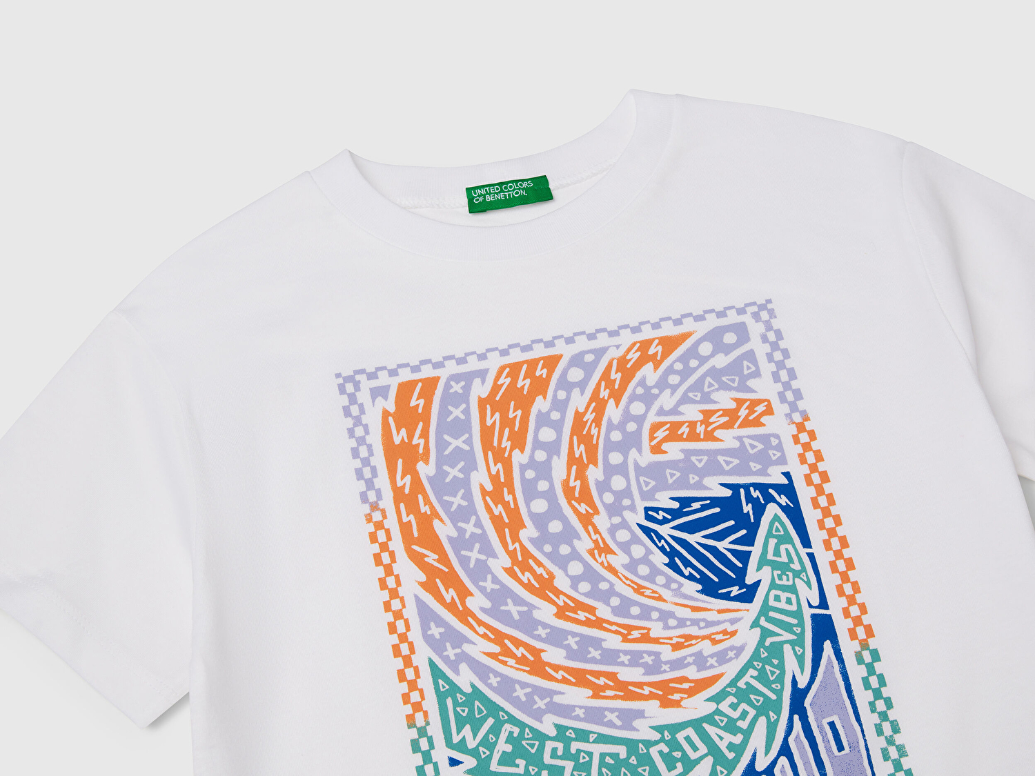 Benetton Erkek Çocuk Beyaz Slogan Baskılı T-Shirt