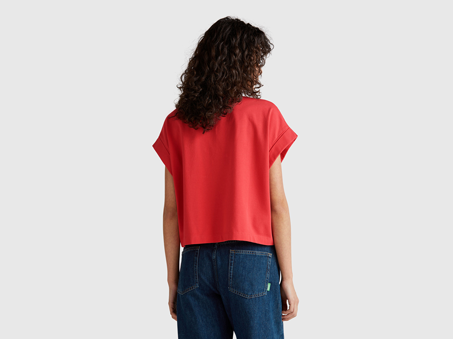 Benetton Kadın Mercan Dantel Detaylı Kısa Kol Esnek T-Shirt