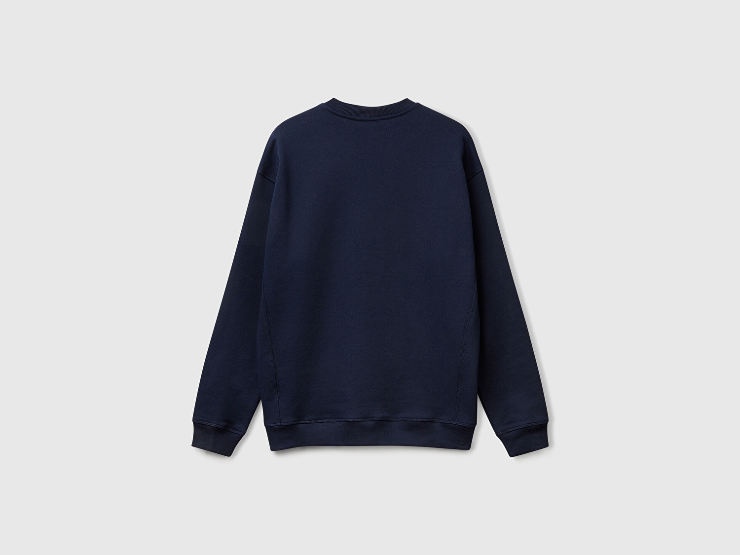 Benetton Erkek Lacivert Pamuk Karışımlı Önü Yazı Baskılı Relax Fit Sweatshirt