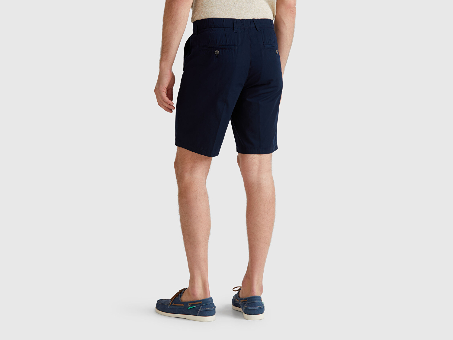 Benetton Erkek Lacivert %100 Koton Paraşüt Kumaş Bermuda Şort