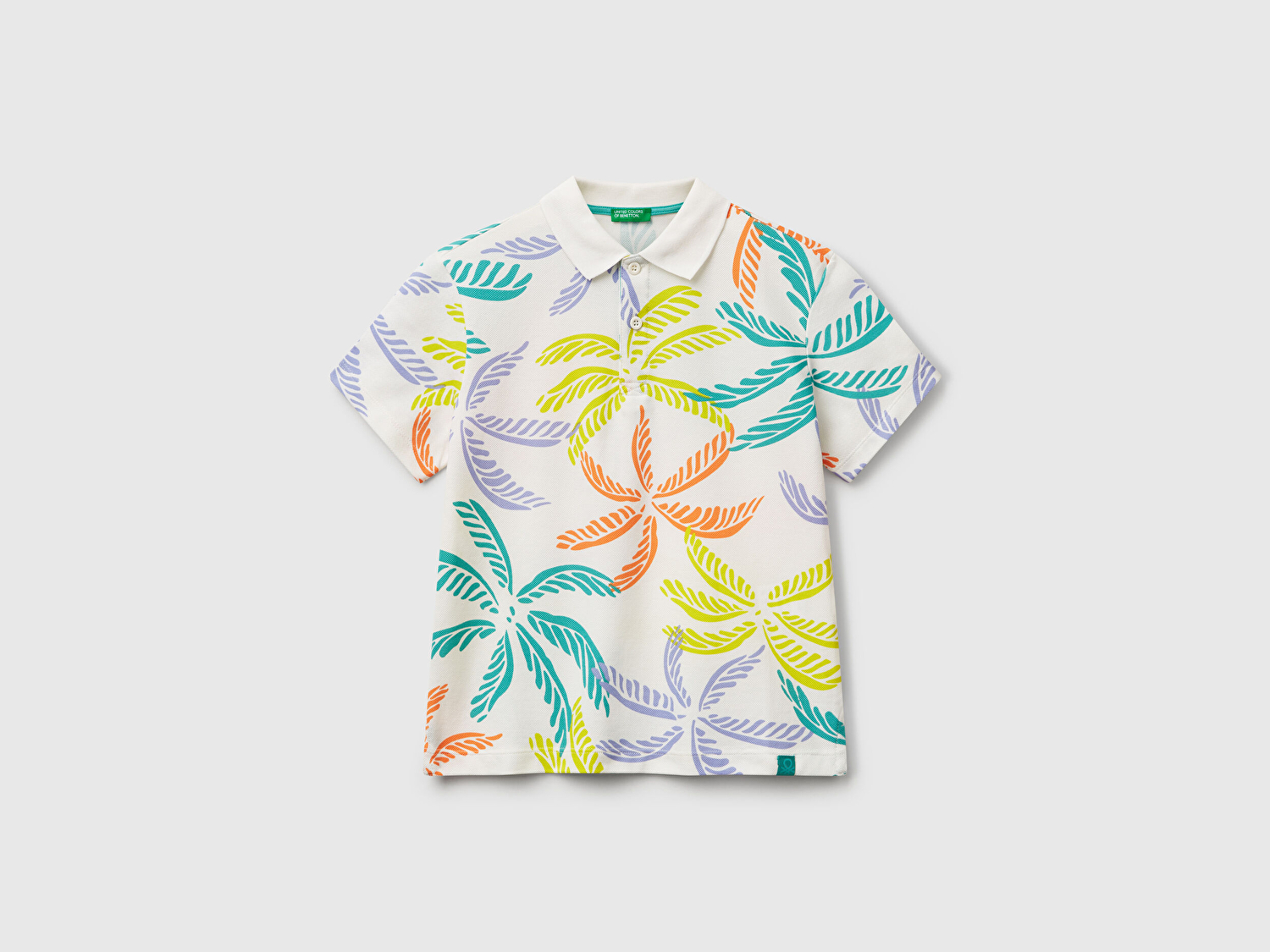Benetton Erkek Çocuk Renkli Mix Desenli Logo Etiketli Polo T-Shirt