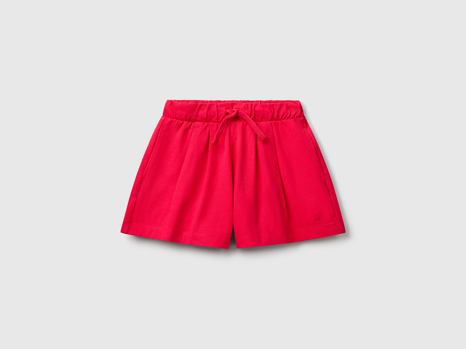 Benetton Kız Çocuk Fuşya Logo İşlemeli Beli İpli Şort