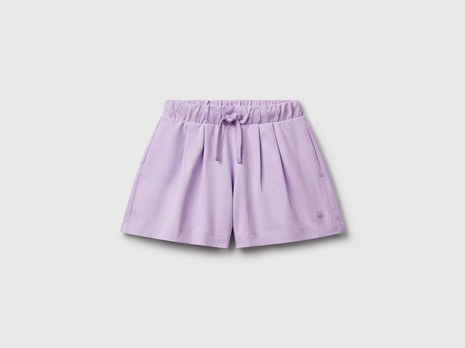 Benetton Kız Çocuk Lila Logo İşlemeli Beli İpli Şort