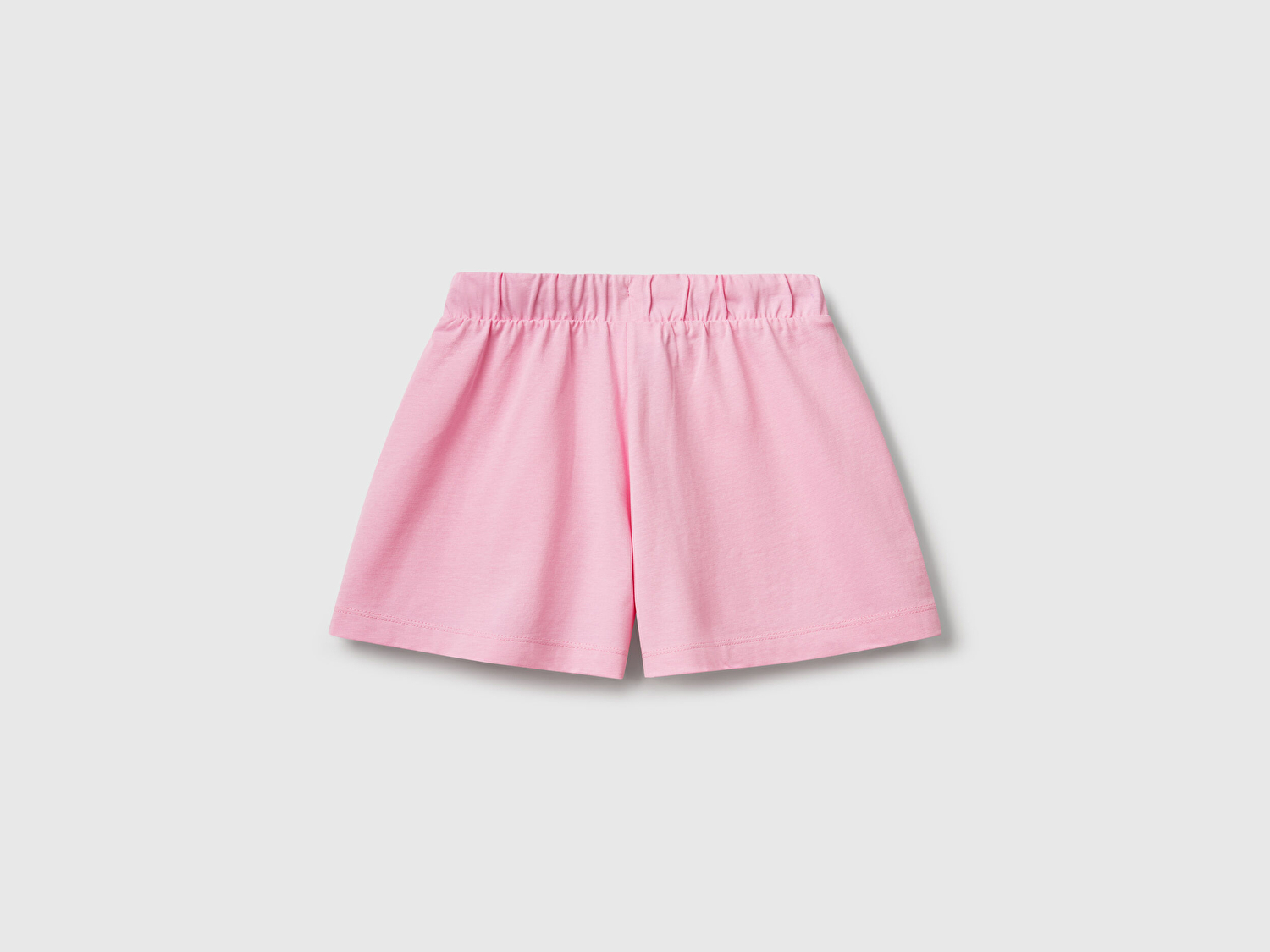 Benetton Kız Çocuk Pembe Logo İşlemeli Beli İpli Şort