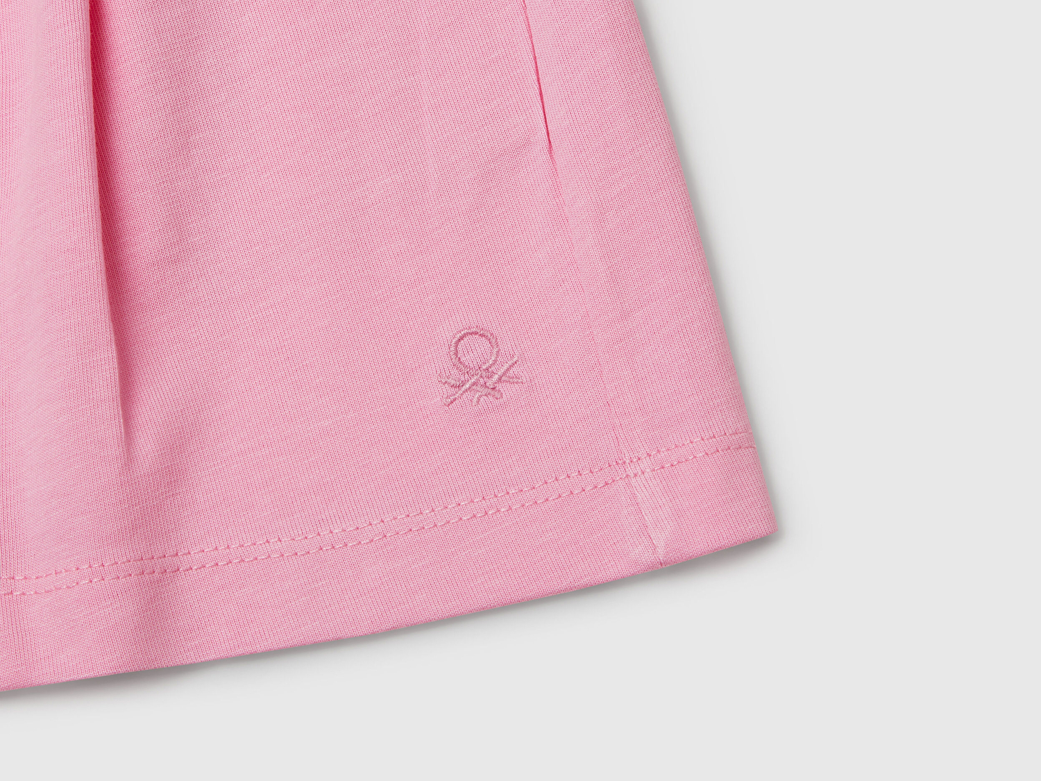 Benetton Kız Çocuk Pembe Logo İşlemeli Beli İpli Şort