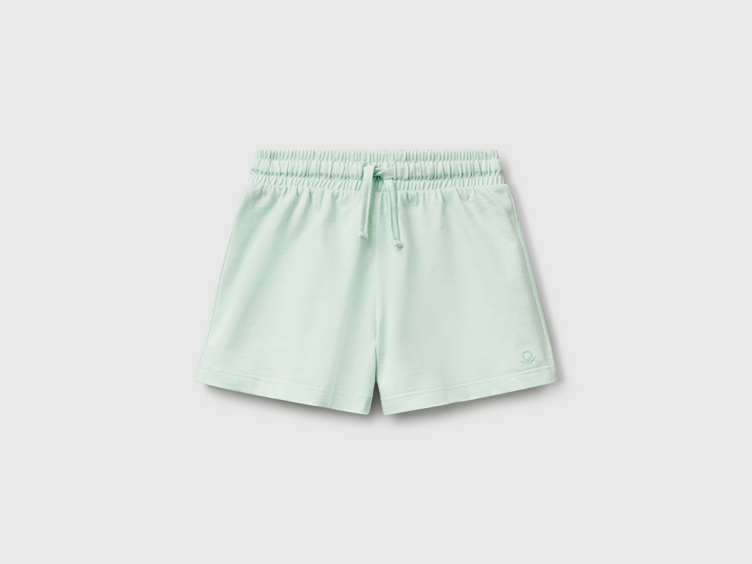 Benetton Kız Bebek Su Yeşili Logo İşlemeli Beli İpli Şort
