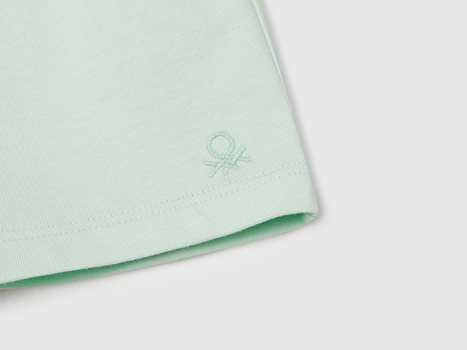Benetton Kız Bebek Su Yeşili Logo İşlemeli Beli İpli Şort