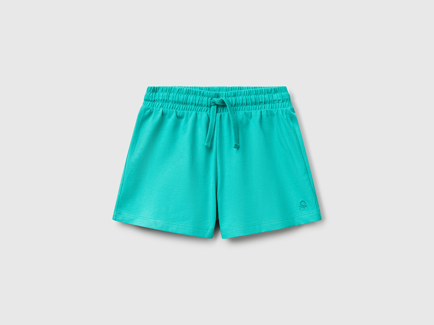 Benetton Kız Bebek Yeşil Logo İşlemeli Beli İpli Şort