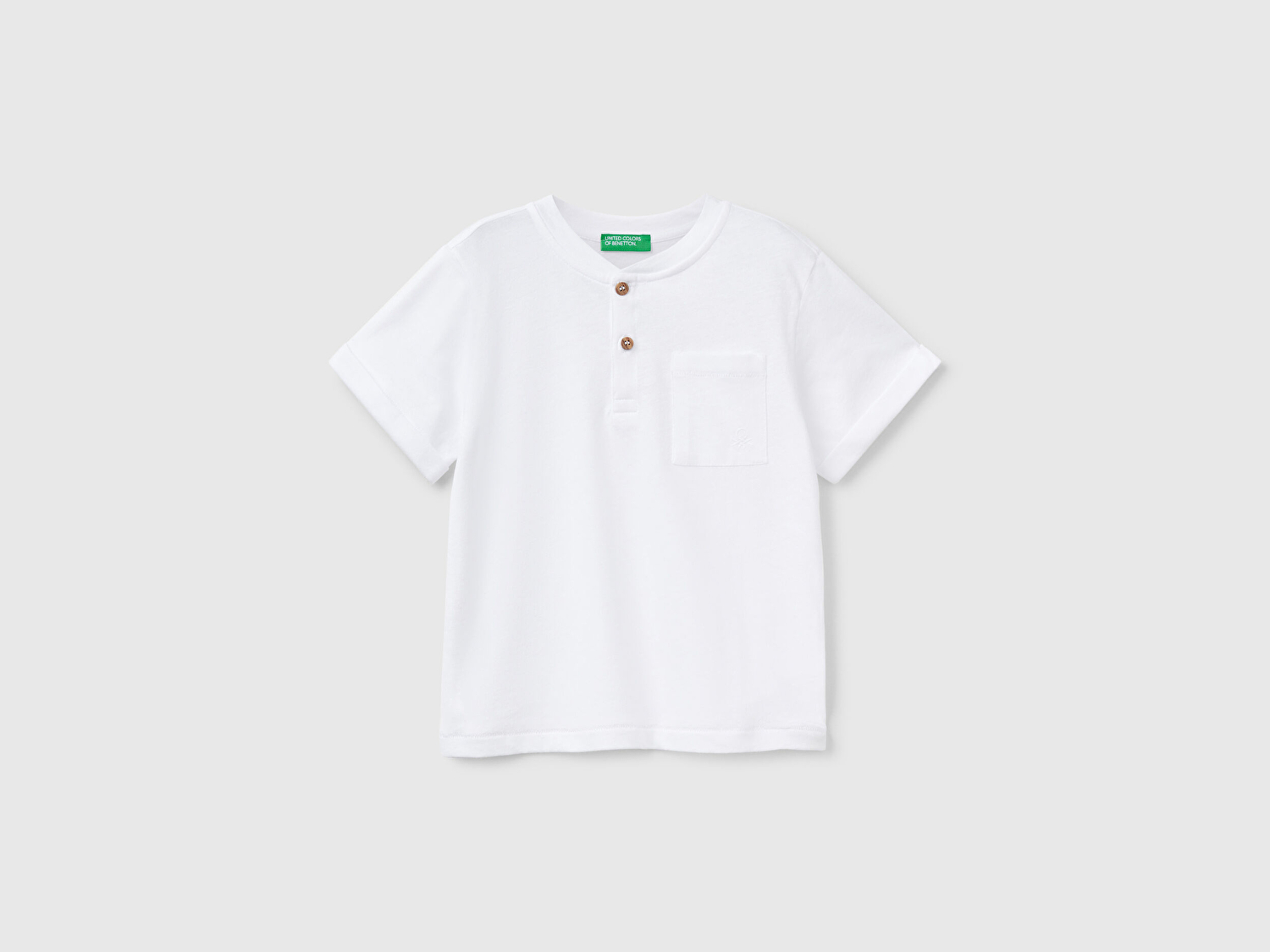 Benetton Erkek Bebek Beyaz Önü Cep Detaylı Hakim Yaka T-Shirt