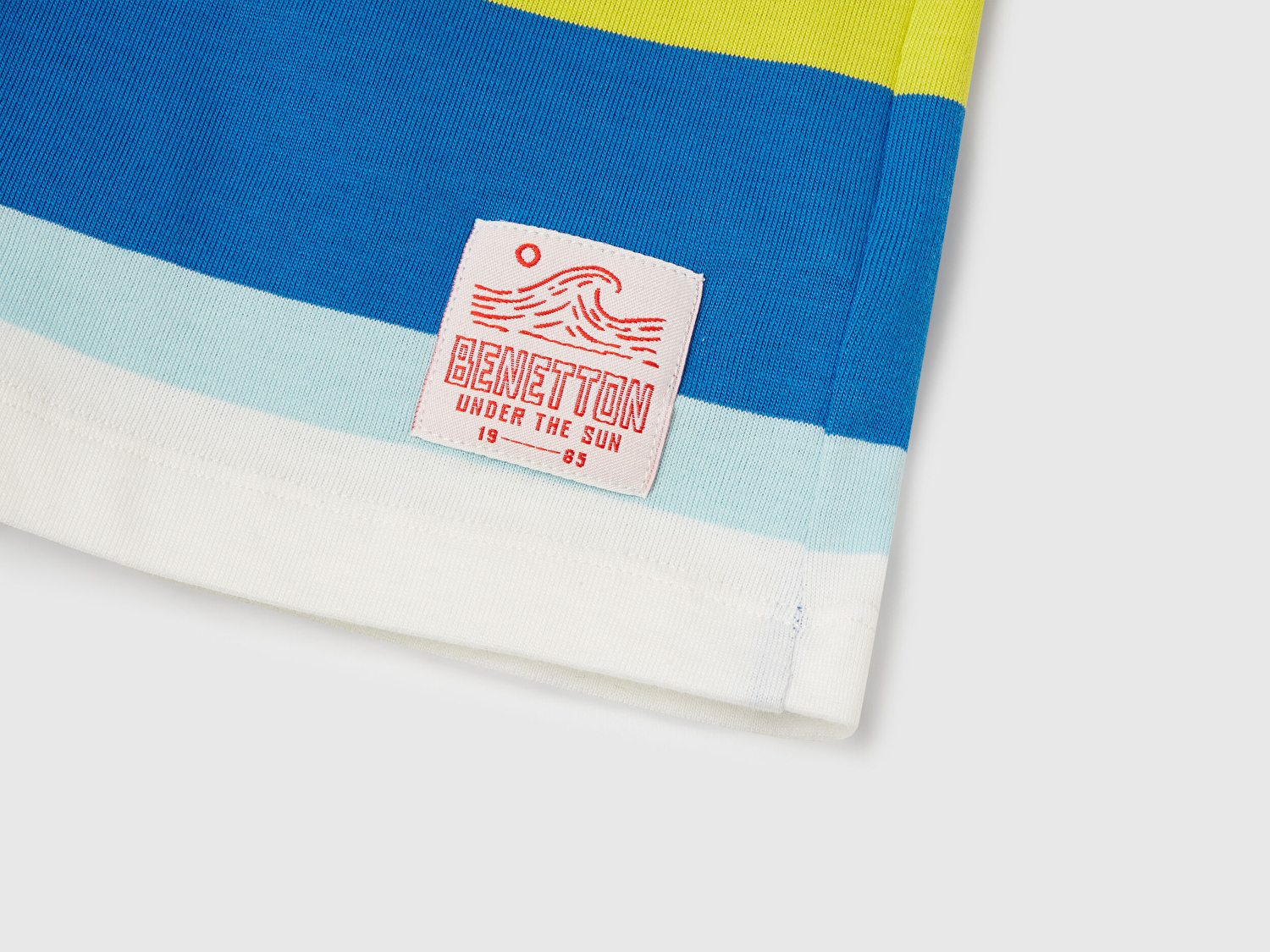 Benetton Erkek Bebek Saks Mavi Çizgili Önü Logo Etiketli Beli İpli Şort