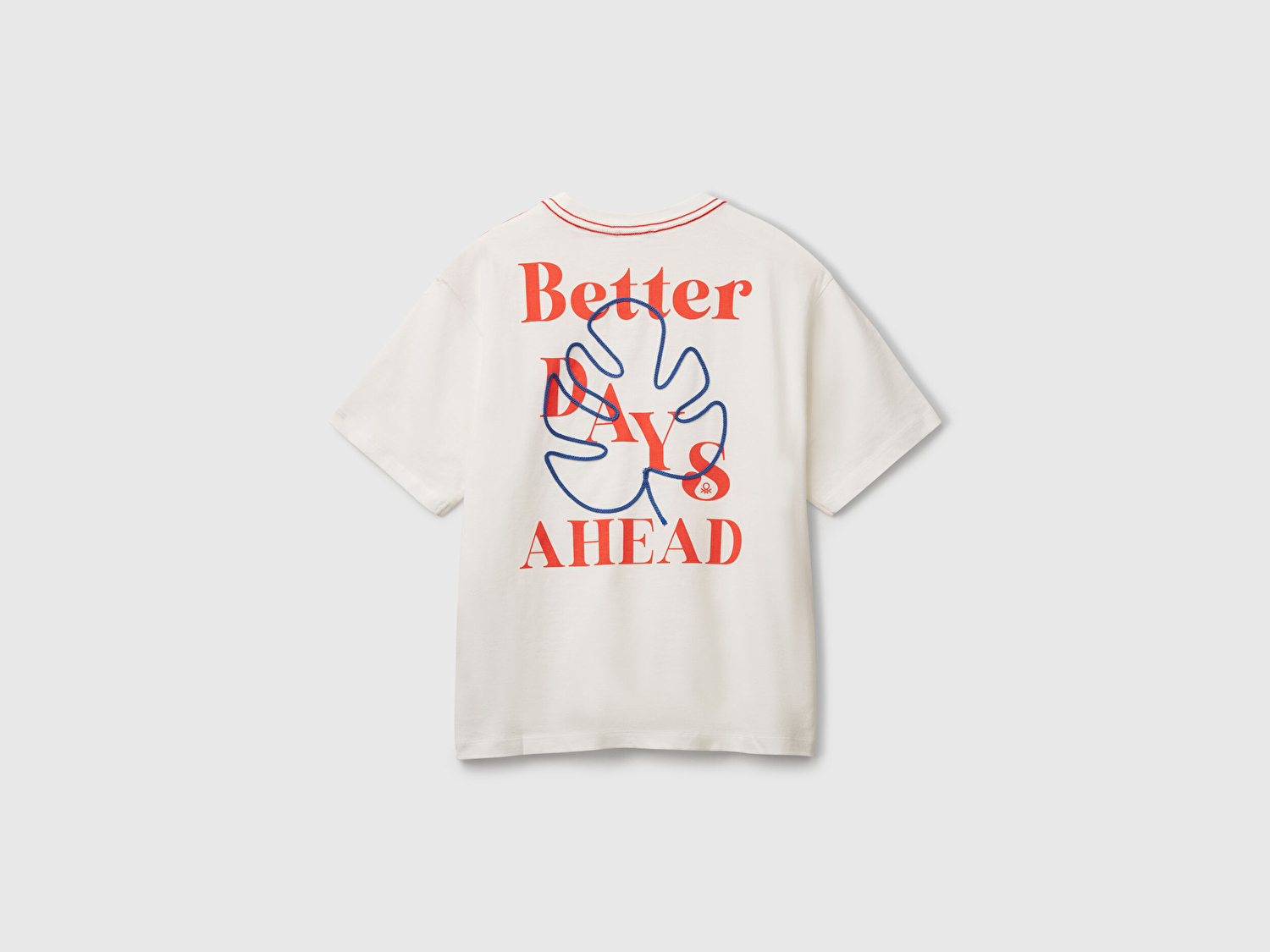 Benetton Erkek Çocuk Beyaz Slogan Baskılı Oversize T-Shirt