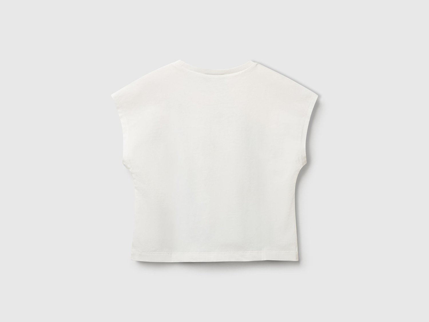 Benetton Kız Bebek Beyaz Kroşe Detaylı Kimono Kollu T-Shirt
