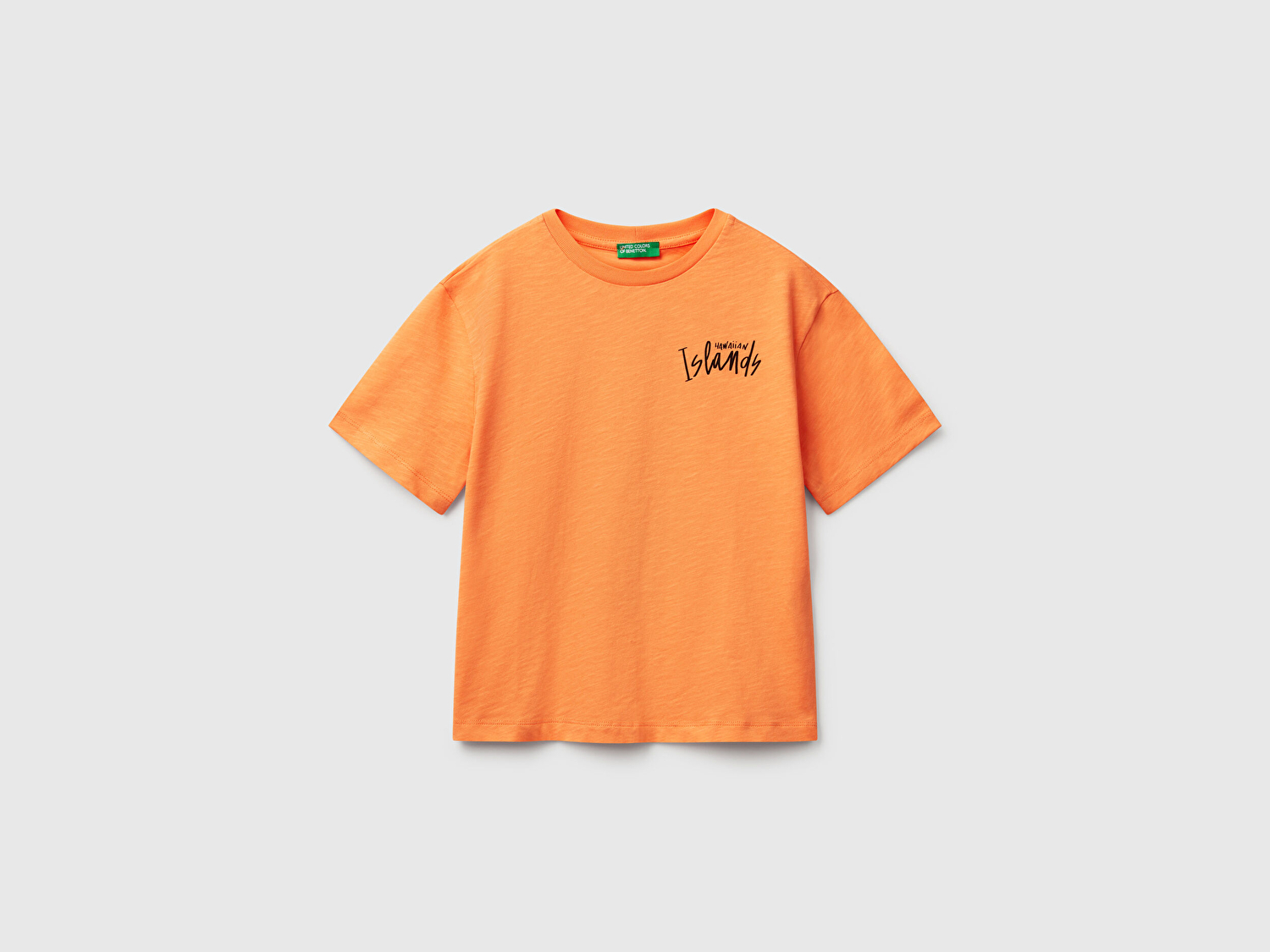 Benetton Erkek Çocuk Turuncu Fotoğraf Baskılı Oversize T-Shirt