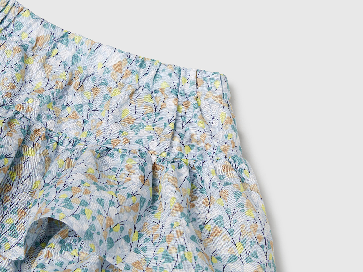 Benetton Kız Bebek Mavi Tamamı Baskılı Beli Lastikli Katlı Etek