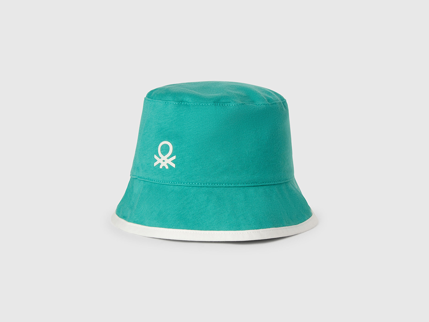 Benetton Erkek Bebek Mint Yeşili Desenli Önü Logo Detaylı Çift Taraflı Bucket Şapka