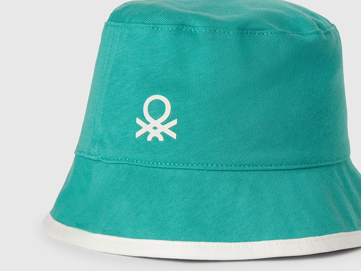 Benetton Erkek Bebek Mint Yeşili Desenli Önü Logo Detaylı Çift Taraflı Bucket Şapka