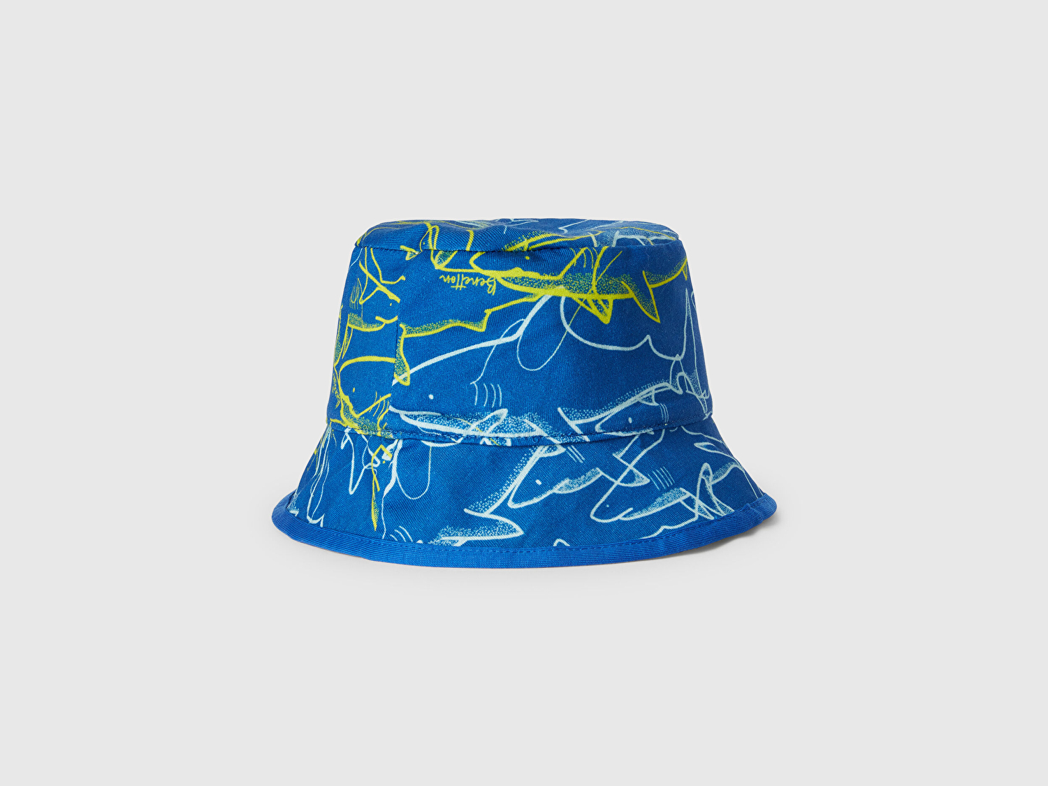 Benetton Erkek Bebek Sarı Desenli Önü Logo Detaylı Çift Taraflı Bucket Şapka