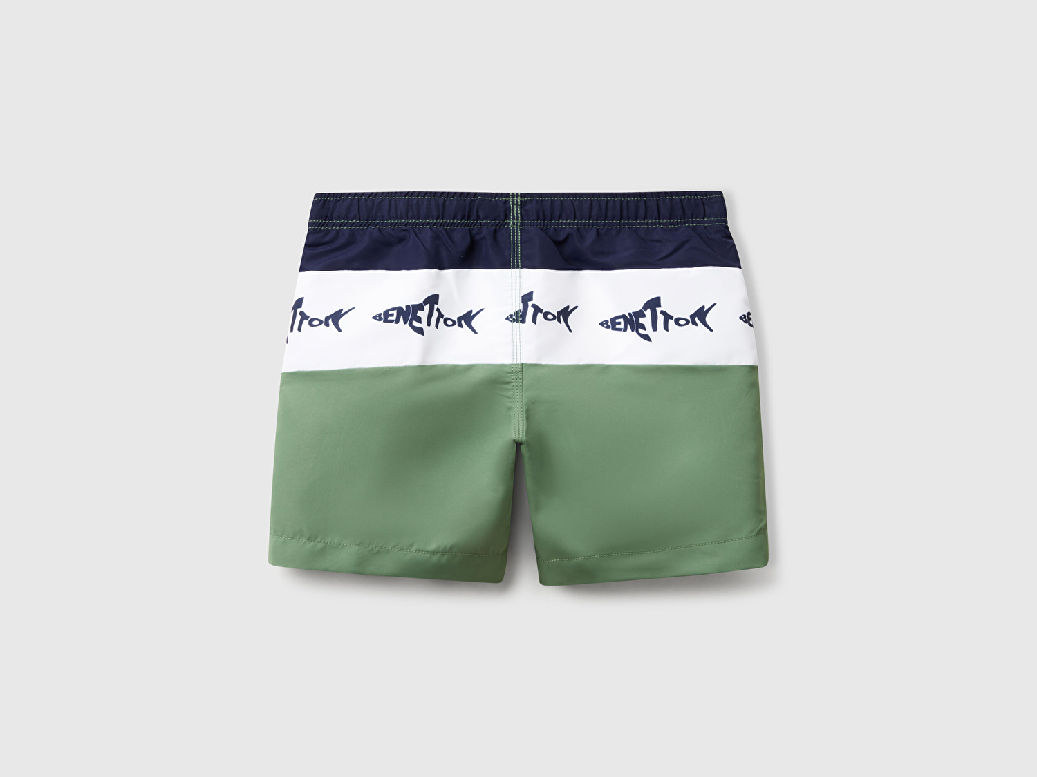 Benetton Erkek Çocuk Yeşil Mix Desenli Büzgü İpli Deniz Şortu