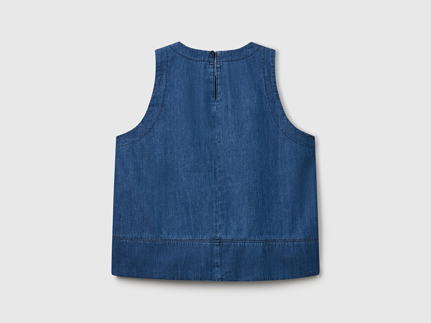 Benetton Kadın Koyu Mavi %100 Koton Kolsuz Şamre Bluz