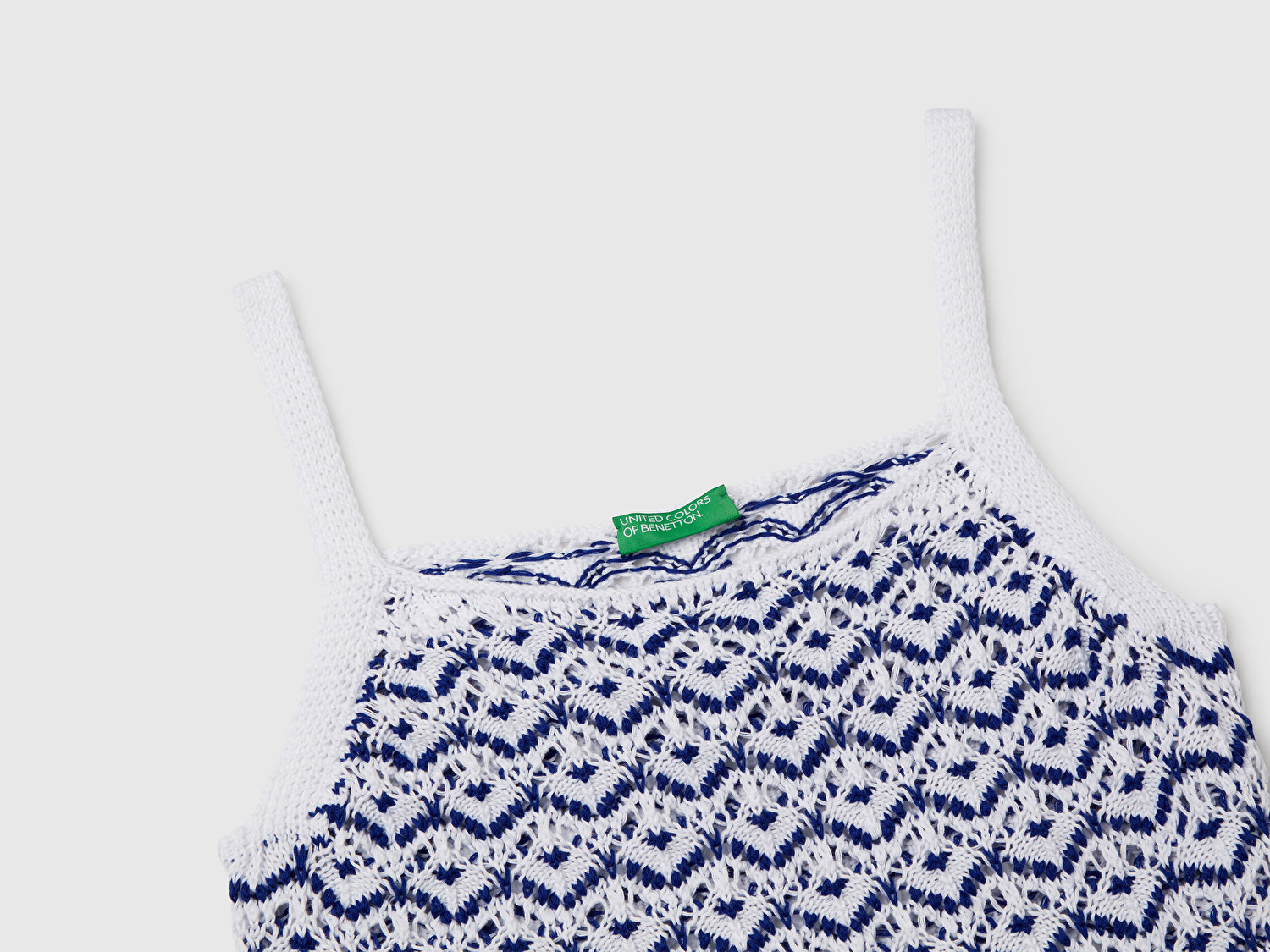 Benetton Kadın Beyaz %100 Koton Kroşe Efekli Triko Atlet