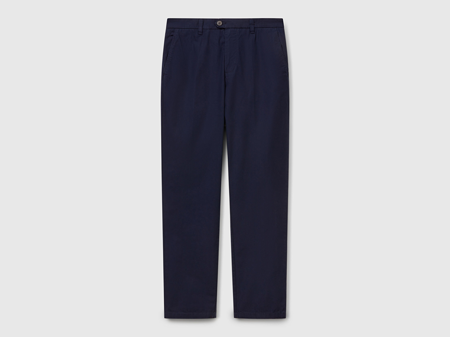 Benetton Erkek Lacivert %100 Koton Paraşüt Kumaş Slim Fit Chino Pantolon
