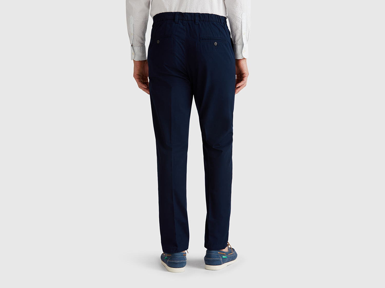 Benetton Erkek Lacivert %100 Koton Paraşüt Kumaş Slim Fit Chino Pantolon