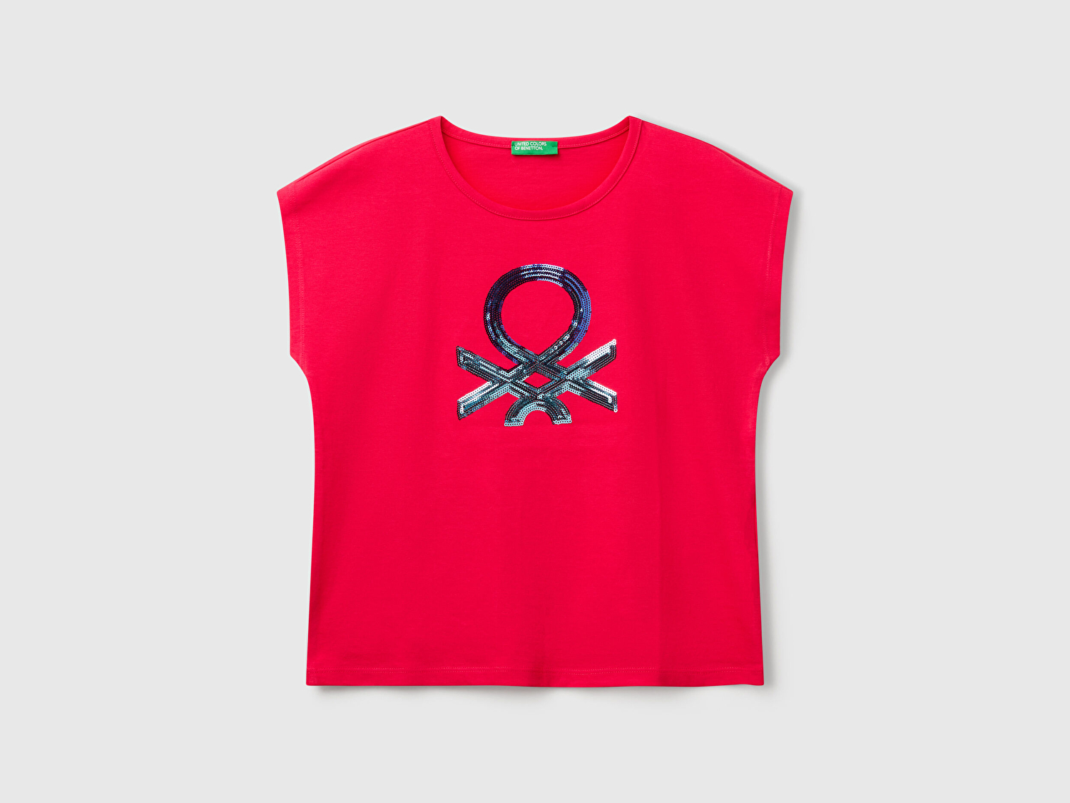 Benetton Kız Çocuk Fuşya Benetton Logo Baskılı T-Shirt