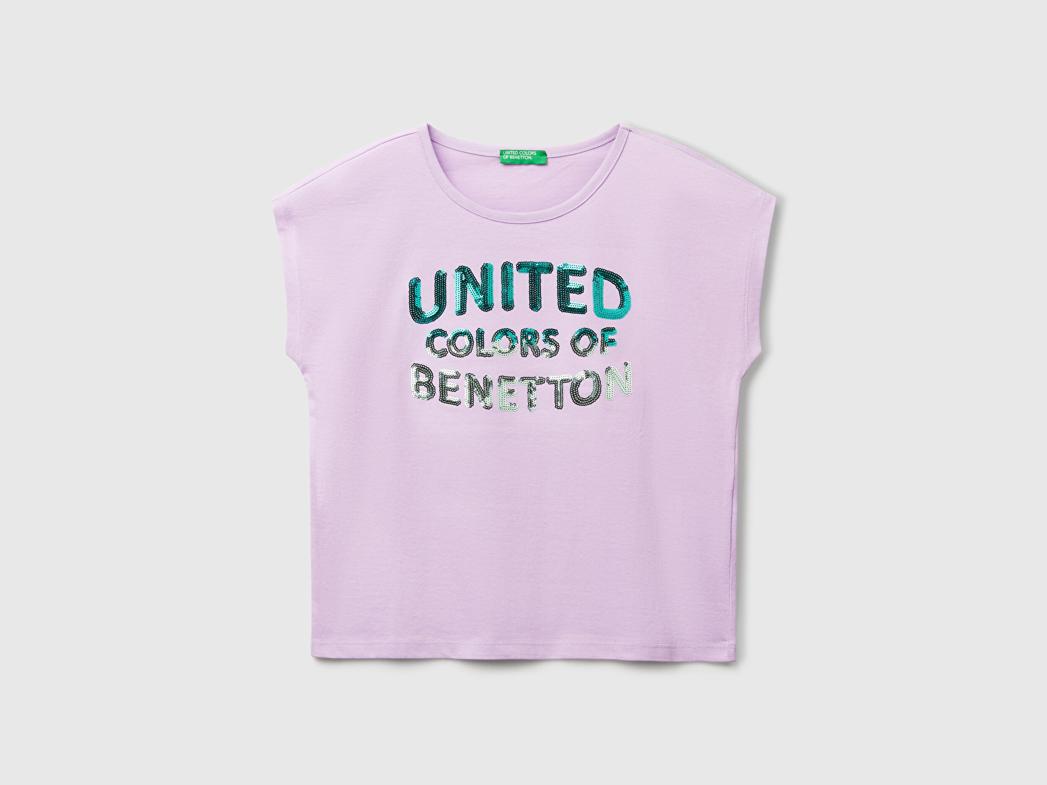 Benetton Kız Çocuk Lila Benetton Logo Baskılı T-Shirt