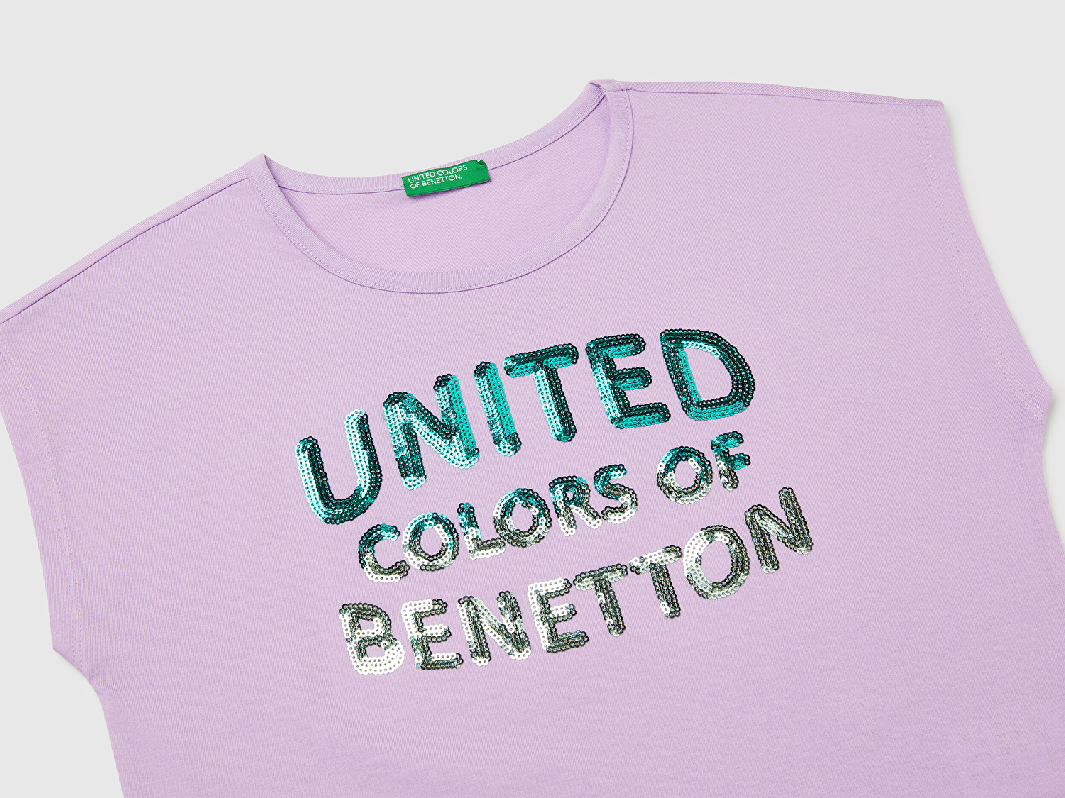 Benetton Kız Çocuk Lila Benetton Logo Baskılı T-Shirt