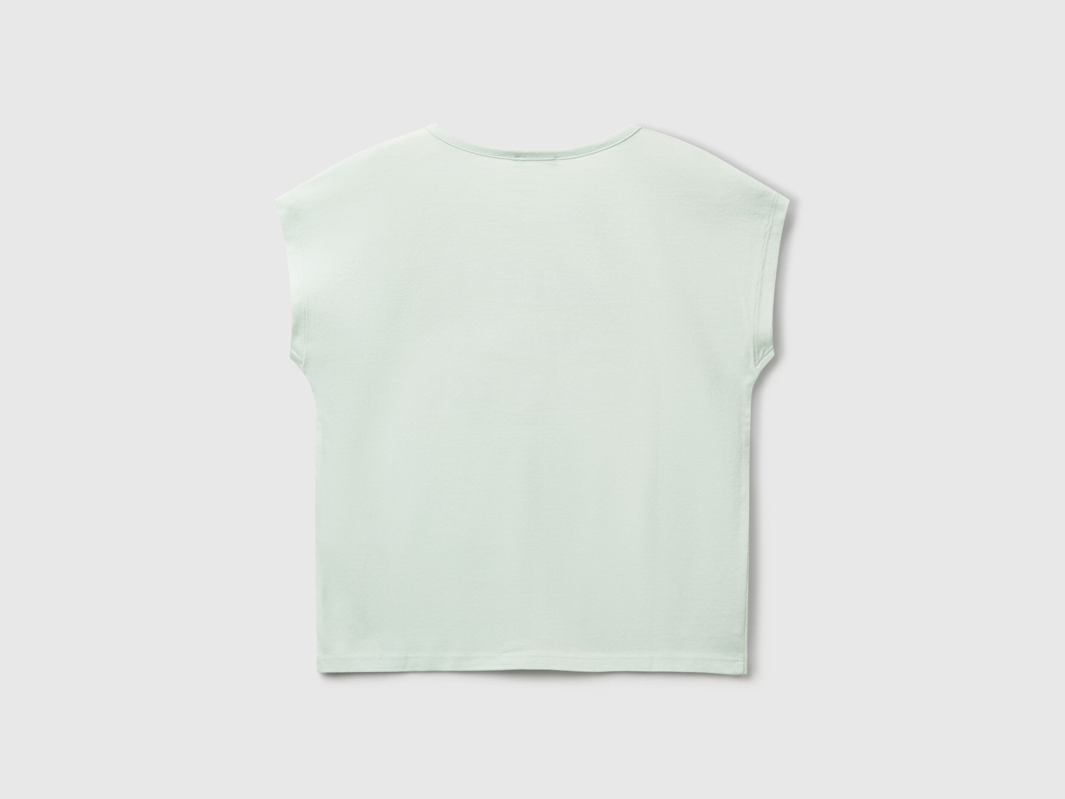 Benetton Kız Çocuk Su Yeşili Benetton Logo Baskılı T-Shirt