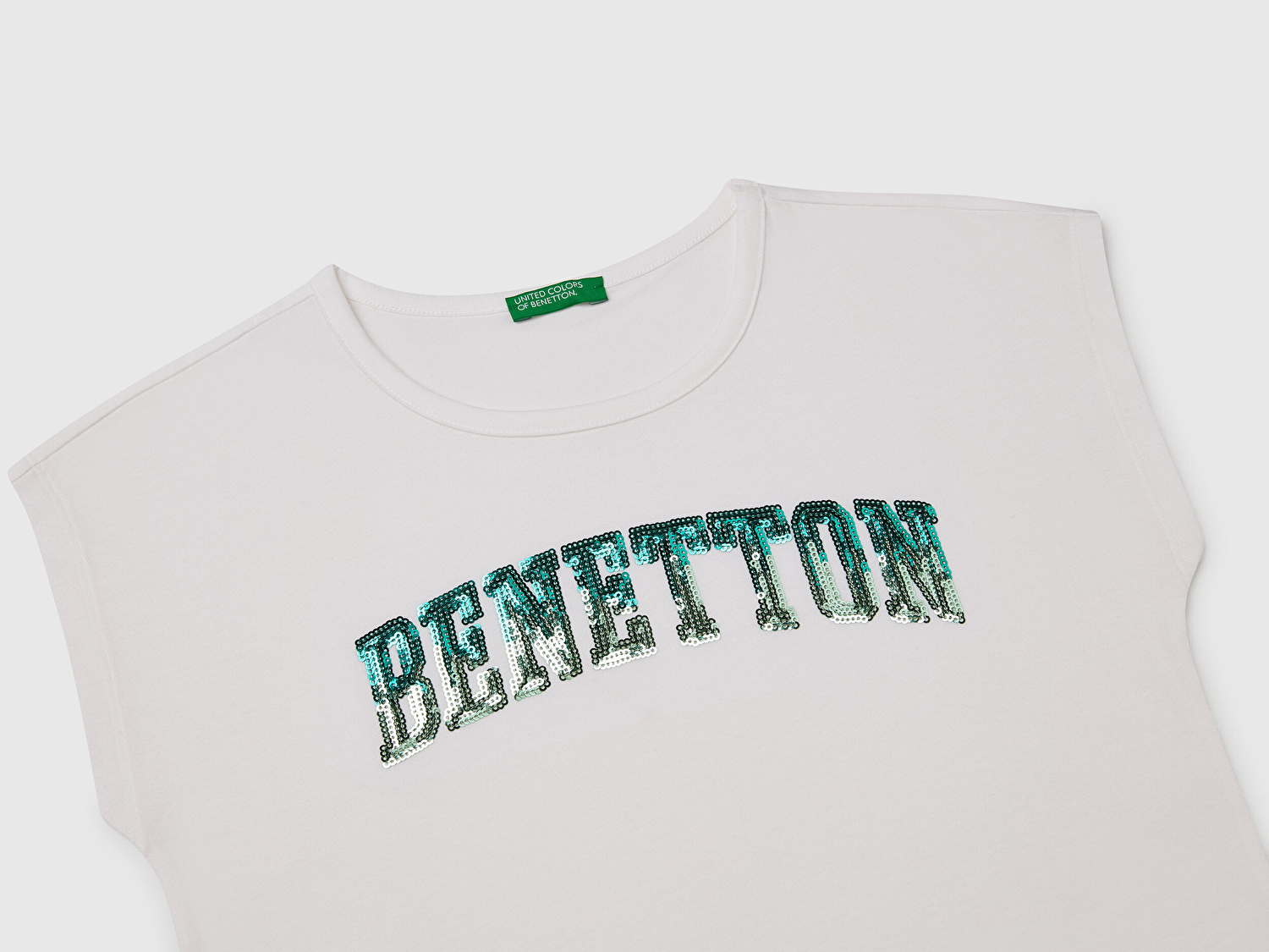 Benetton Kız Çocuk Beyaz Benetton Logo Baskılı T-Shirt