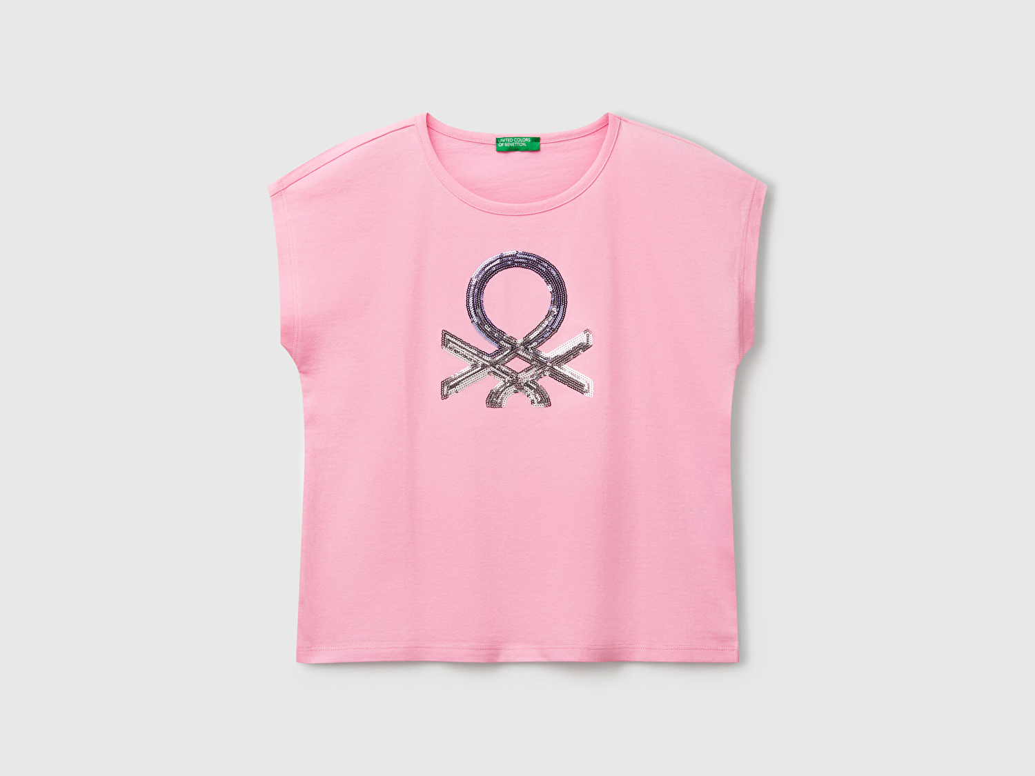 Benetton Kız Çocuk Pembe Benetton Logo Baskılı T-Shirt