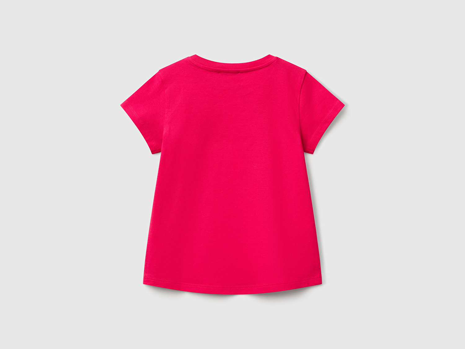 Benetton Kız Bebek Fuşya Simli Benetton Logo Baskılı T-Shirt