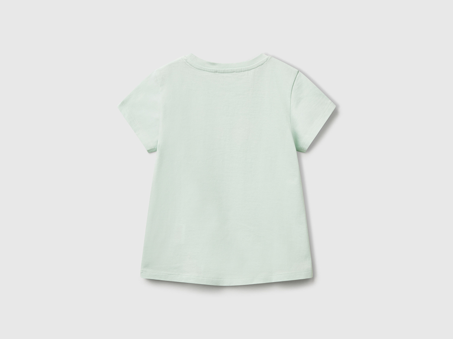 Benetton Kız Bebek Su Yeşili Simli Benetton Logo Baskılı T-Shirt