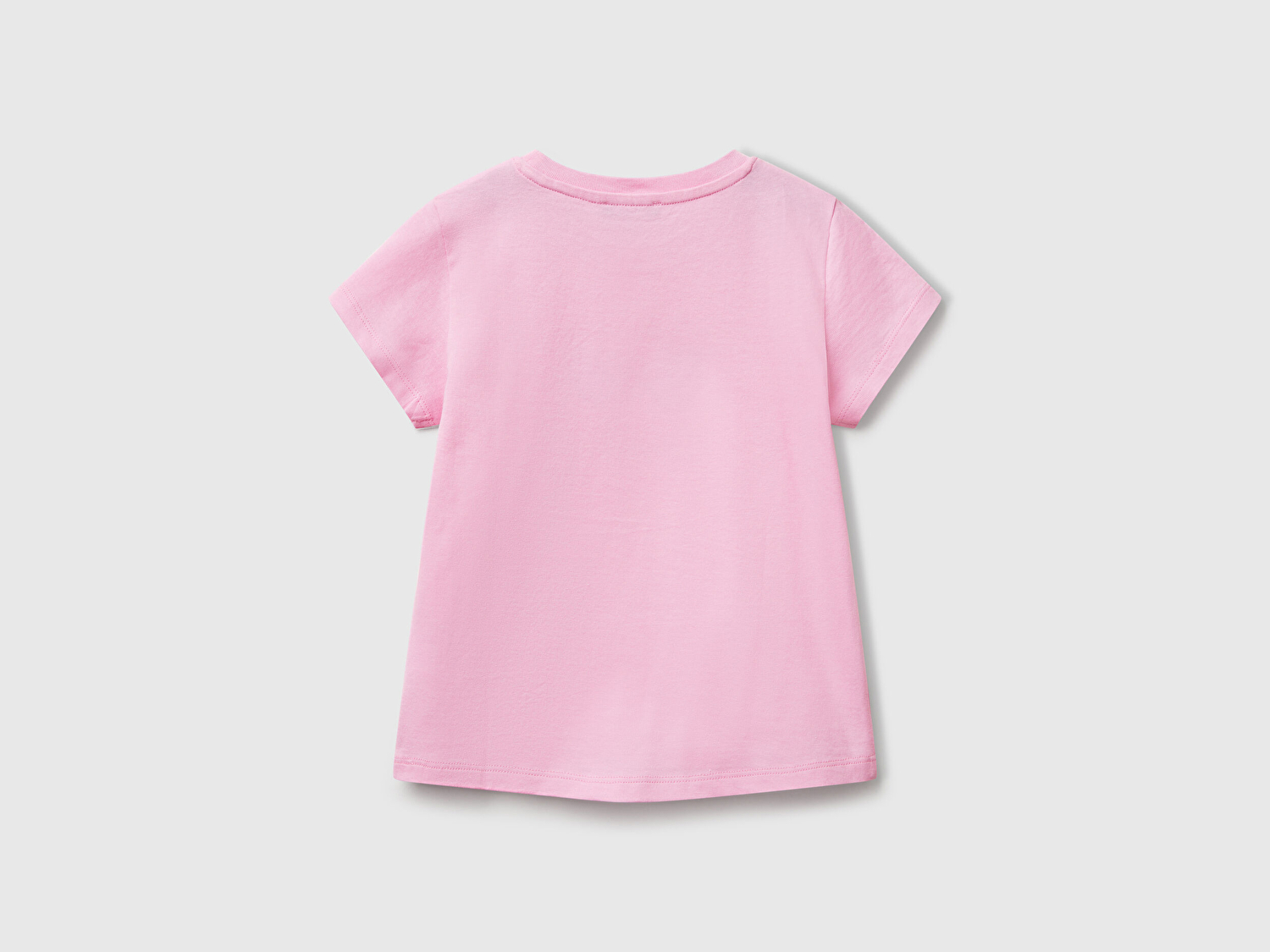 Benetton Kız Bebek Pembe Simli Benetton Logo Baskılı T-Shirt