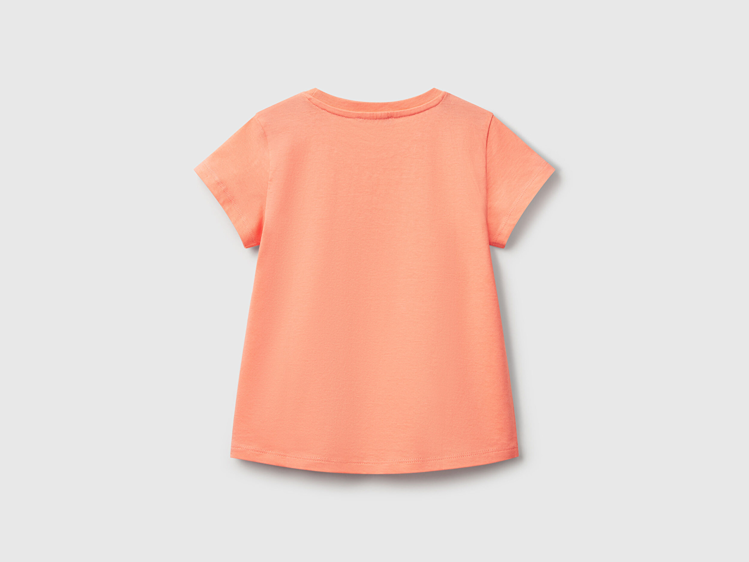 Benetton Kız Bebek Yavruağzı Simli Benetton Logo Baskılı T-Shirt