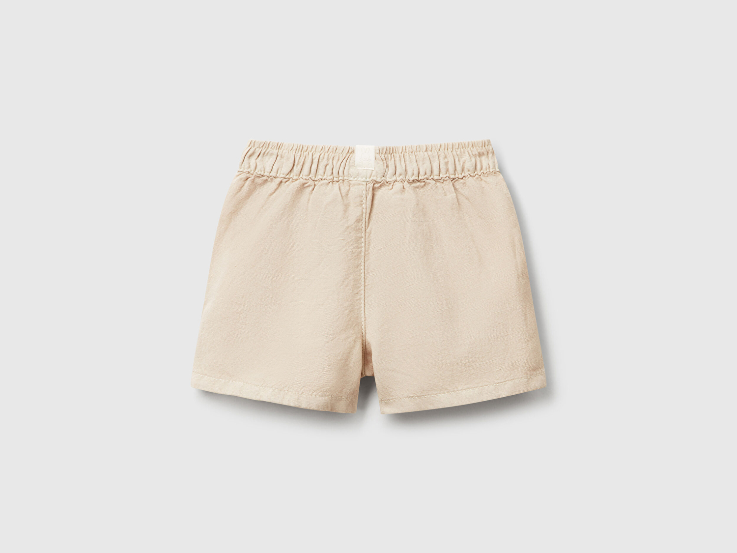 Benetton Bebek Bej Keten Karışımlı Cepli Büzgü İpli Şort