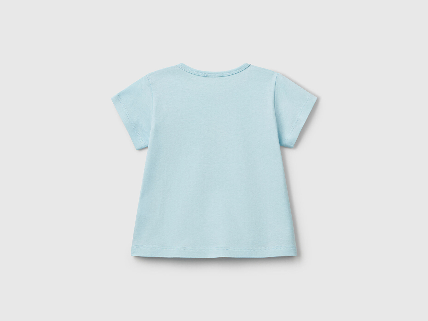 Benetton Bebek Turkuaz Önü Baskılı Omzu Çıtçıt Düğmeli T-Shirt