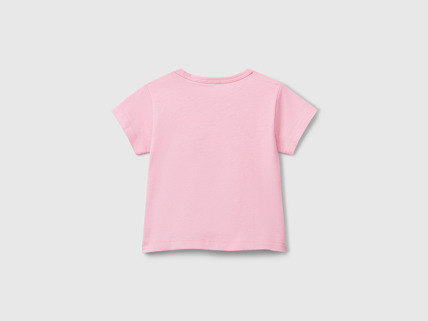 Benetton Bebek Pembe Önü Baskılı Omzu Çıtçıt Düğmeli T-Shirt