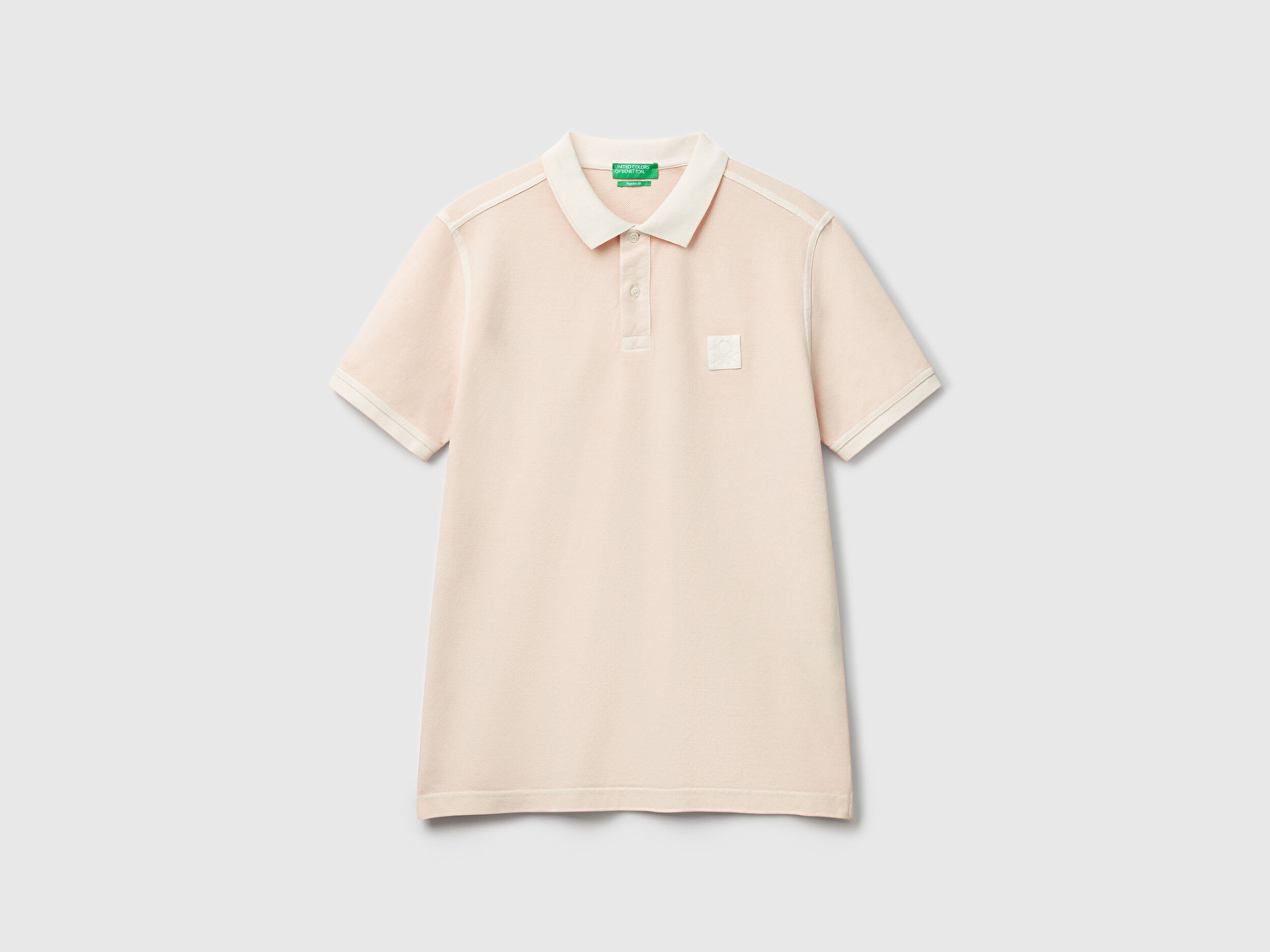 Benetton Erkek Pembe %100 Organik Koton Regular Fit Polo T-Shirt
