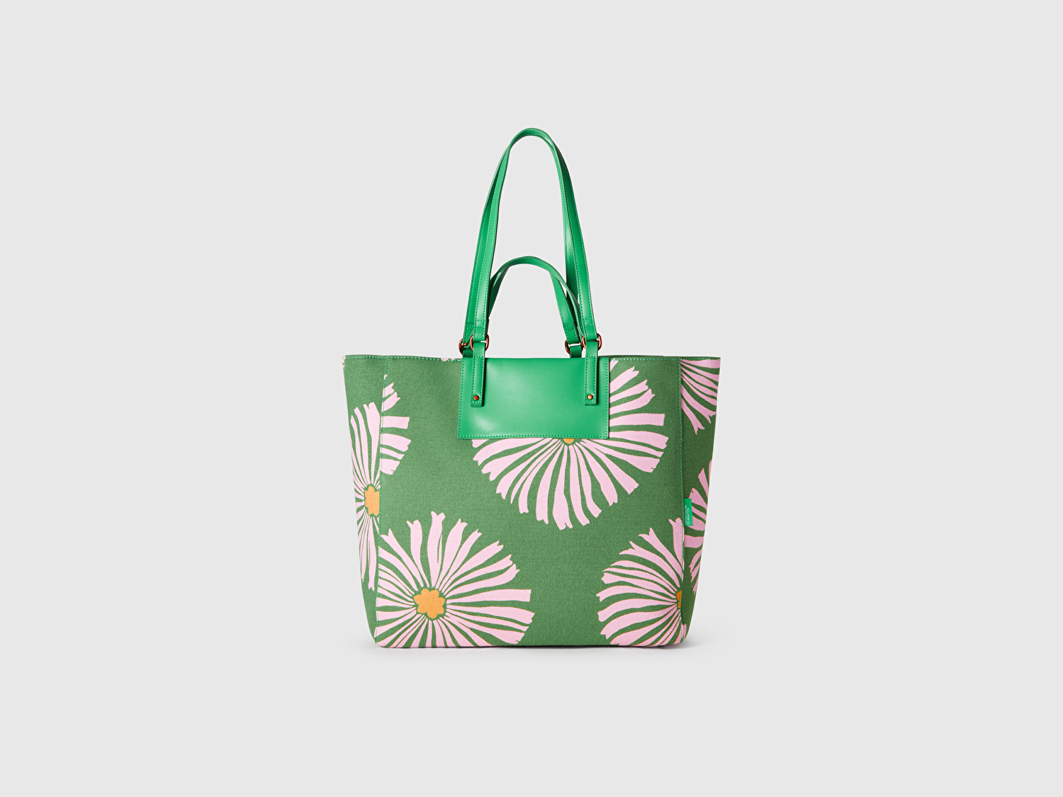 Benetton Kadın Yeşil Desenli Tote Çanta