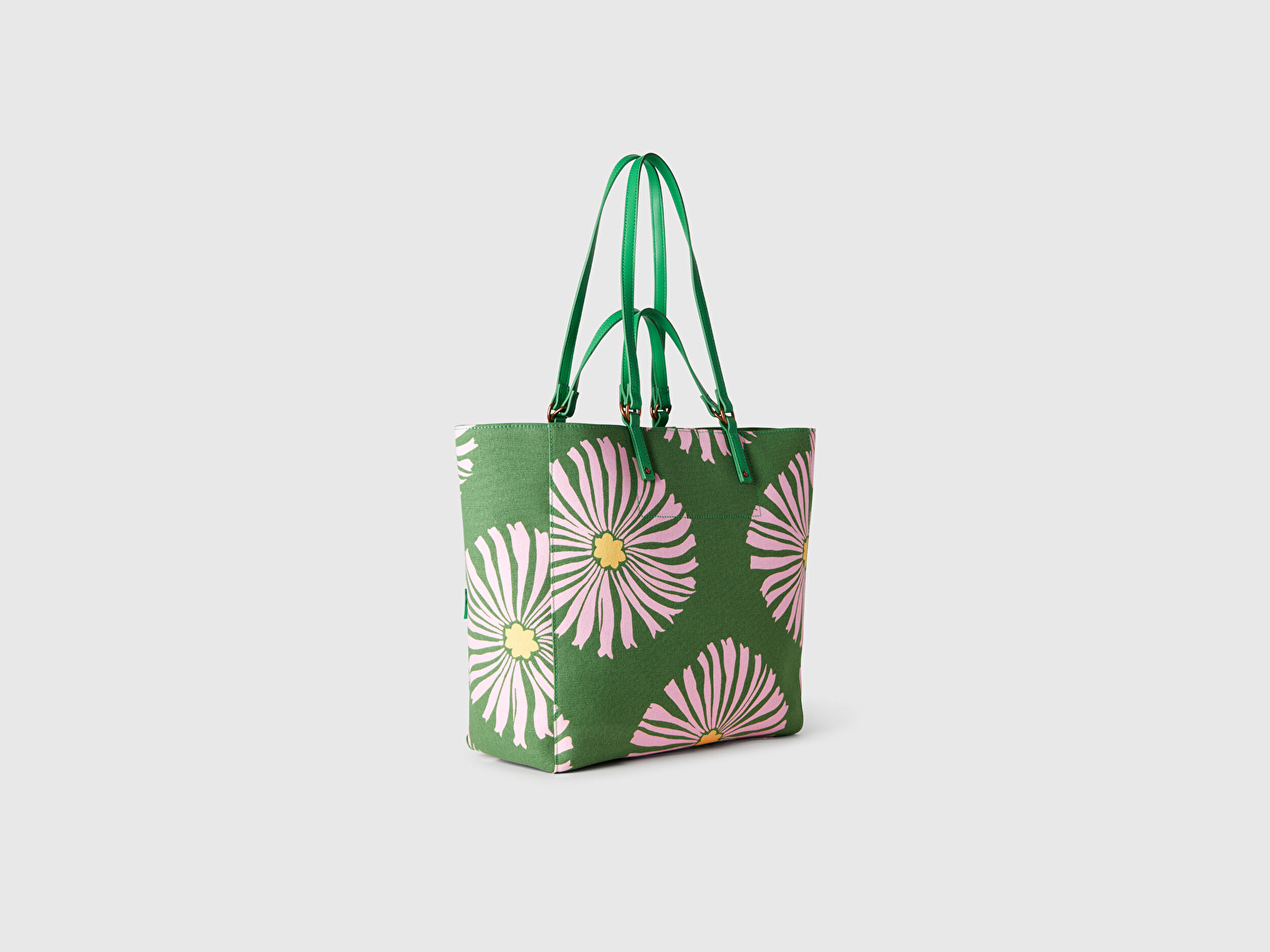 Benetton Kadın Yeşil Desenli Tote Çanta