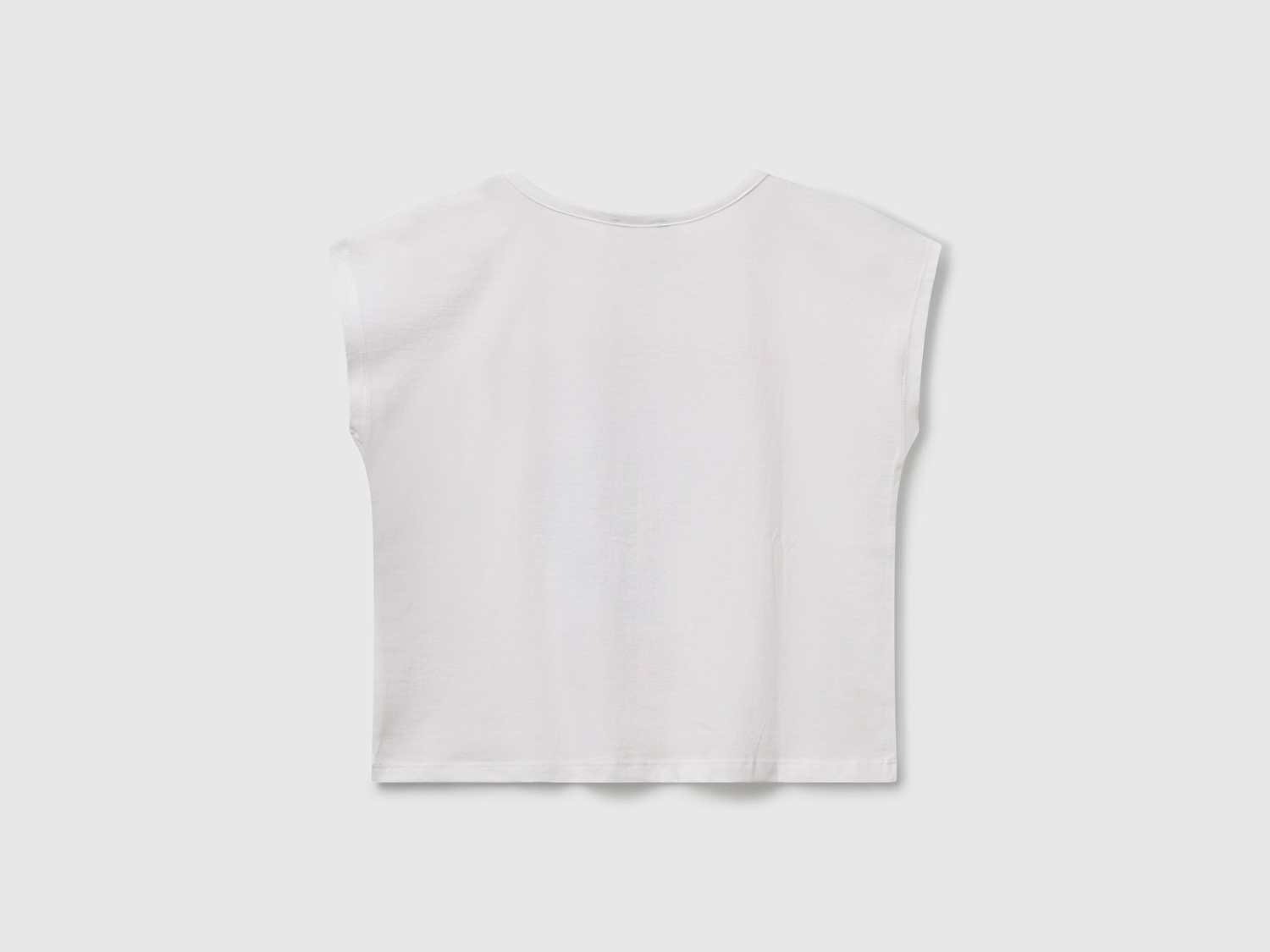 Benetton Kız Çocuk Beyaz Baskılı Payet İşleme Detaylı T-Shirt