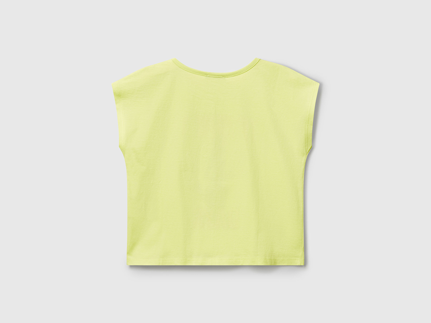 Benetton Kız Çocuk Sarı Baskılı Payet İşleme Detaylı T-Shirt